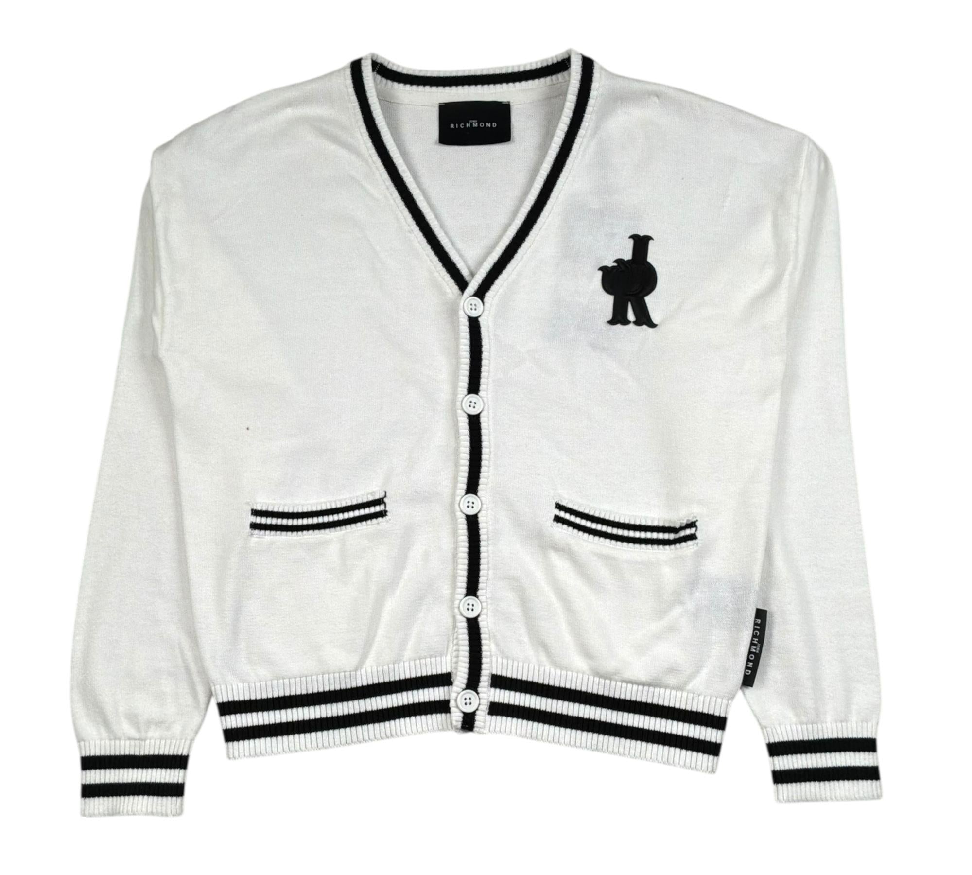 John Richmond Cardigan Tinta Unita Scollo A V per Bambino RBP26085CD BIANCO JOHN RICHMOND 