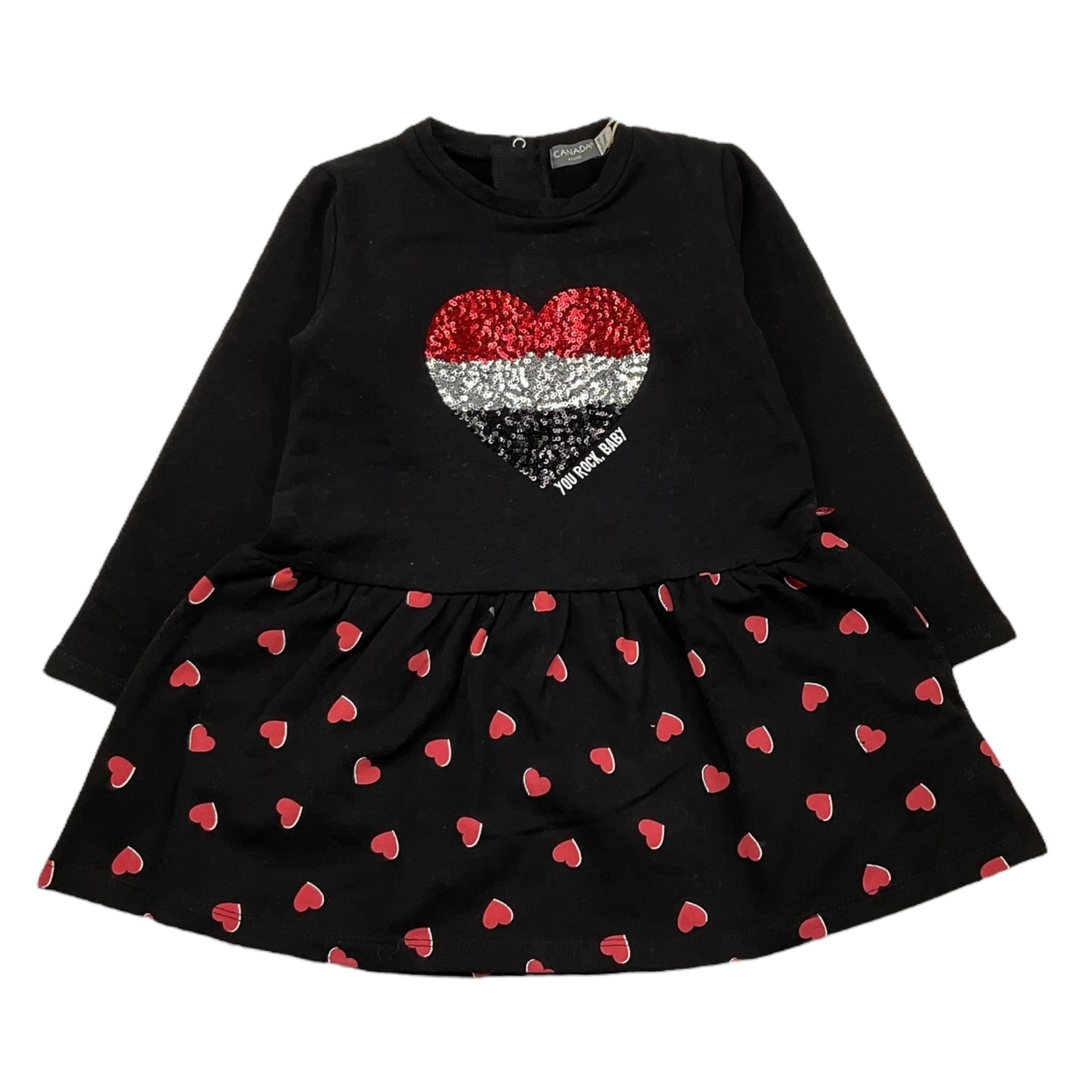 CANADA HOUSE abito manica lunga tinta unita stampa cuori Nero per Neonata 24461630 NERO CANADA HOUSE 