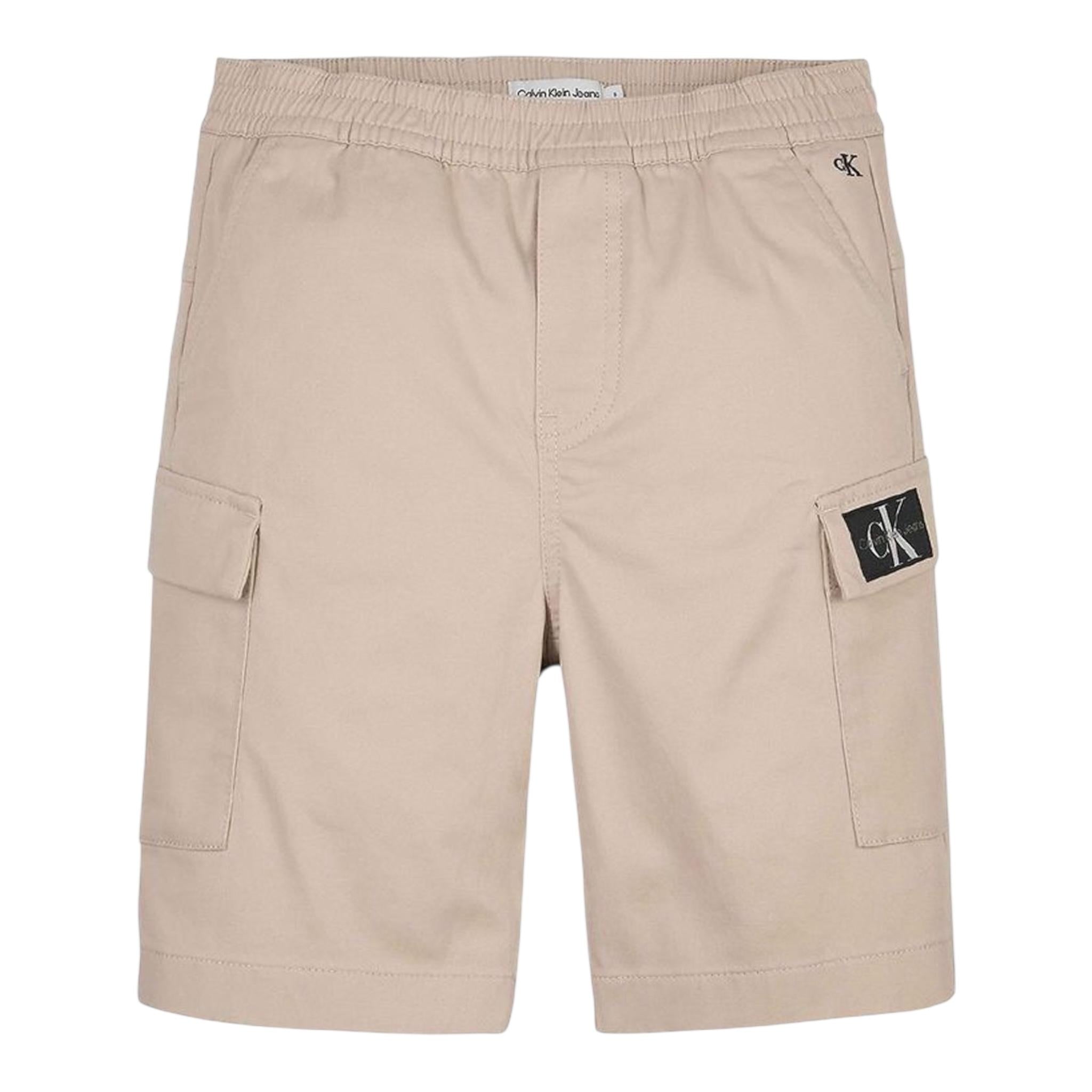 Calvin Klein Bermuda Tinta Unita con Elastico In Vita per Bambino IB0IB01608X BEIGE CALVIN KLEIN 