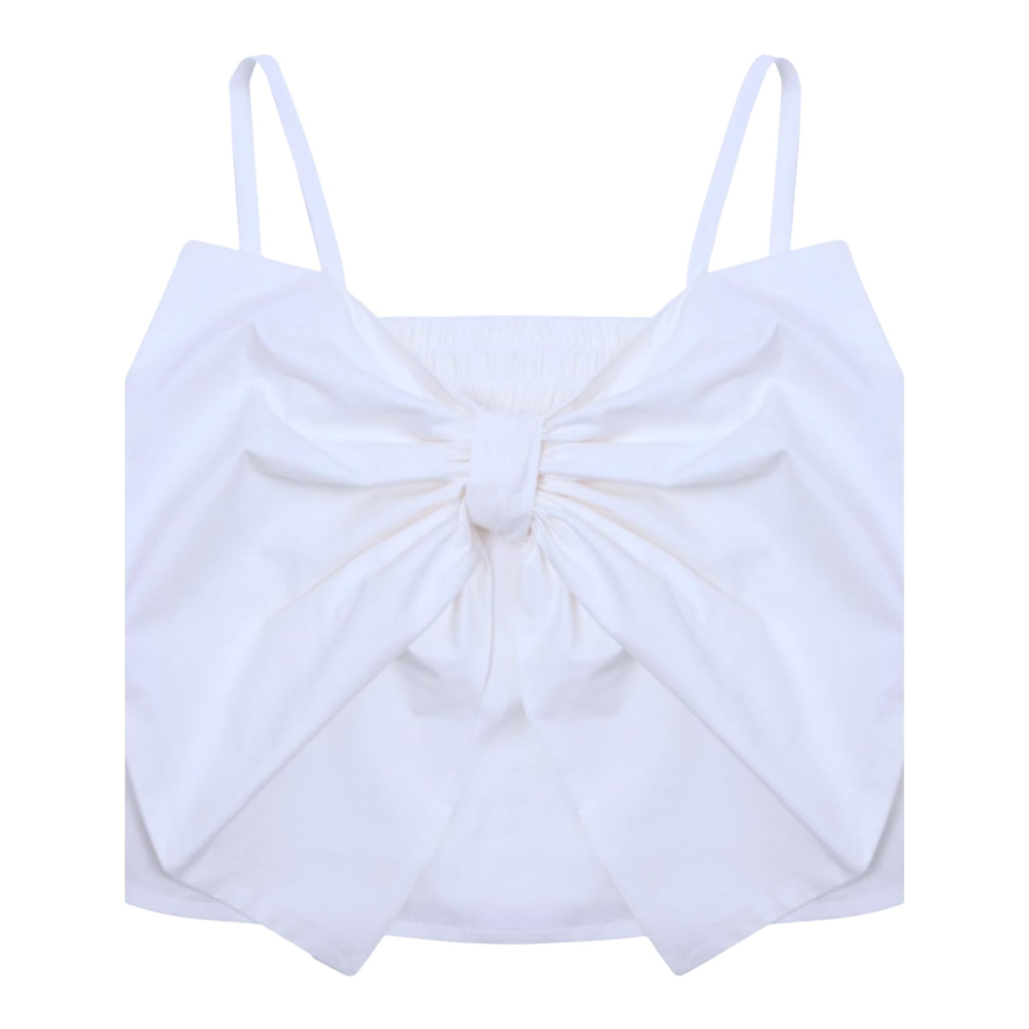 Vicolo Top Bretelline Tinta Unita con Fiocco per Bambina 3146TOP00317 BIANCO VICOLO 