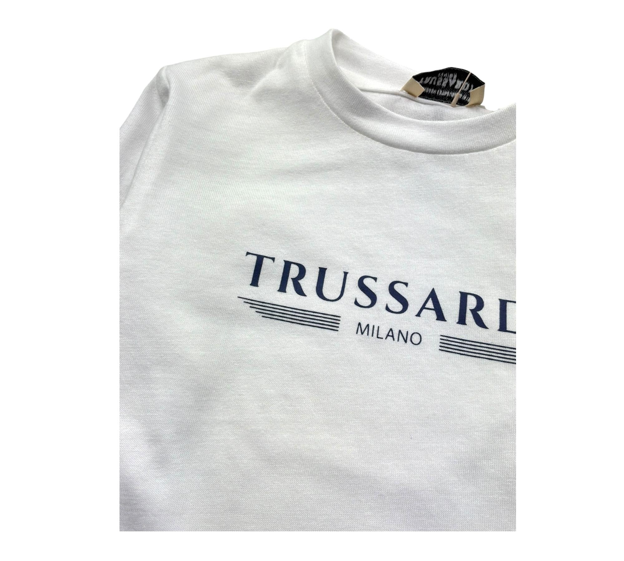 Trussardi Shirt Girocollo Tinta Unita con Logo per Neonato TIP2606TS BIANCO TRUSSARDI 