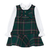 ABEL & LULA abito tinta unita con finta camicia e fantasia Verde per Bambina 5511X VERDE ABEL & LULA 