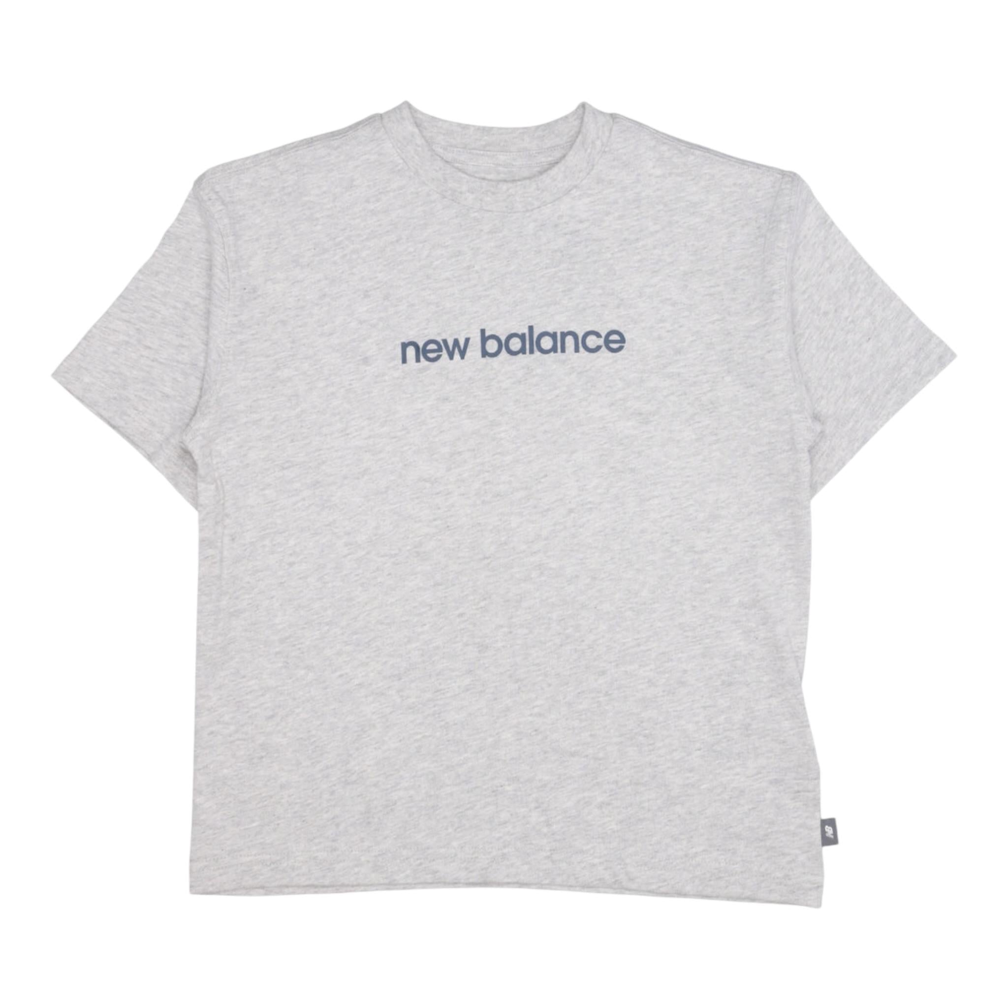 New Balance T-Shirt Girocollo Tinta Unita con Logo per Bambino LAKB0174 GRIGIO NEW BALANCE 