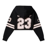 Off-White Felpa Tinta Unita con Cappuccio E Stampa per Bambina OGBB009S24 NERO OFF-WHITE 