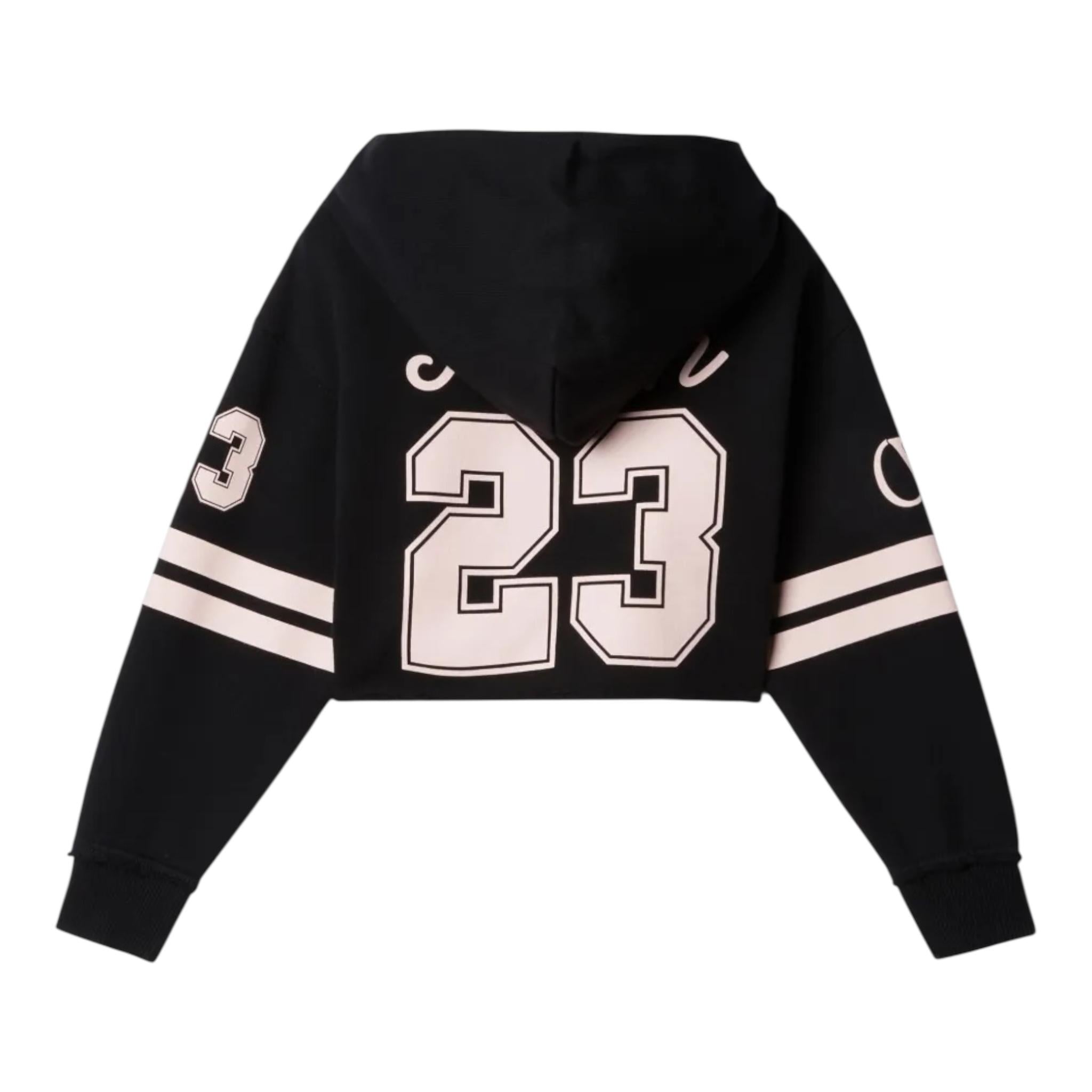 Off-White Felpa Tinta Unita con Cappuccio E Stampa per Bambina OGBB009S24 NERO OFF-WHITE 