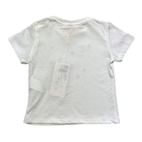 Please T-Shirt Girocollo Tinta Unita Con Stampa In Contrasto Bianco Per Neonata
