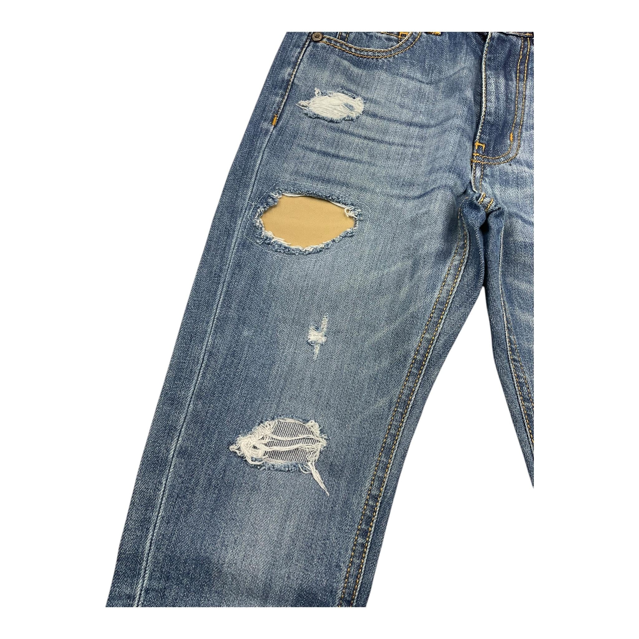 PLEASE jeans tinta unita con strappi Azzurro per Bambino PHC2010B61 AZZURRO PLEASE 