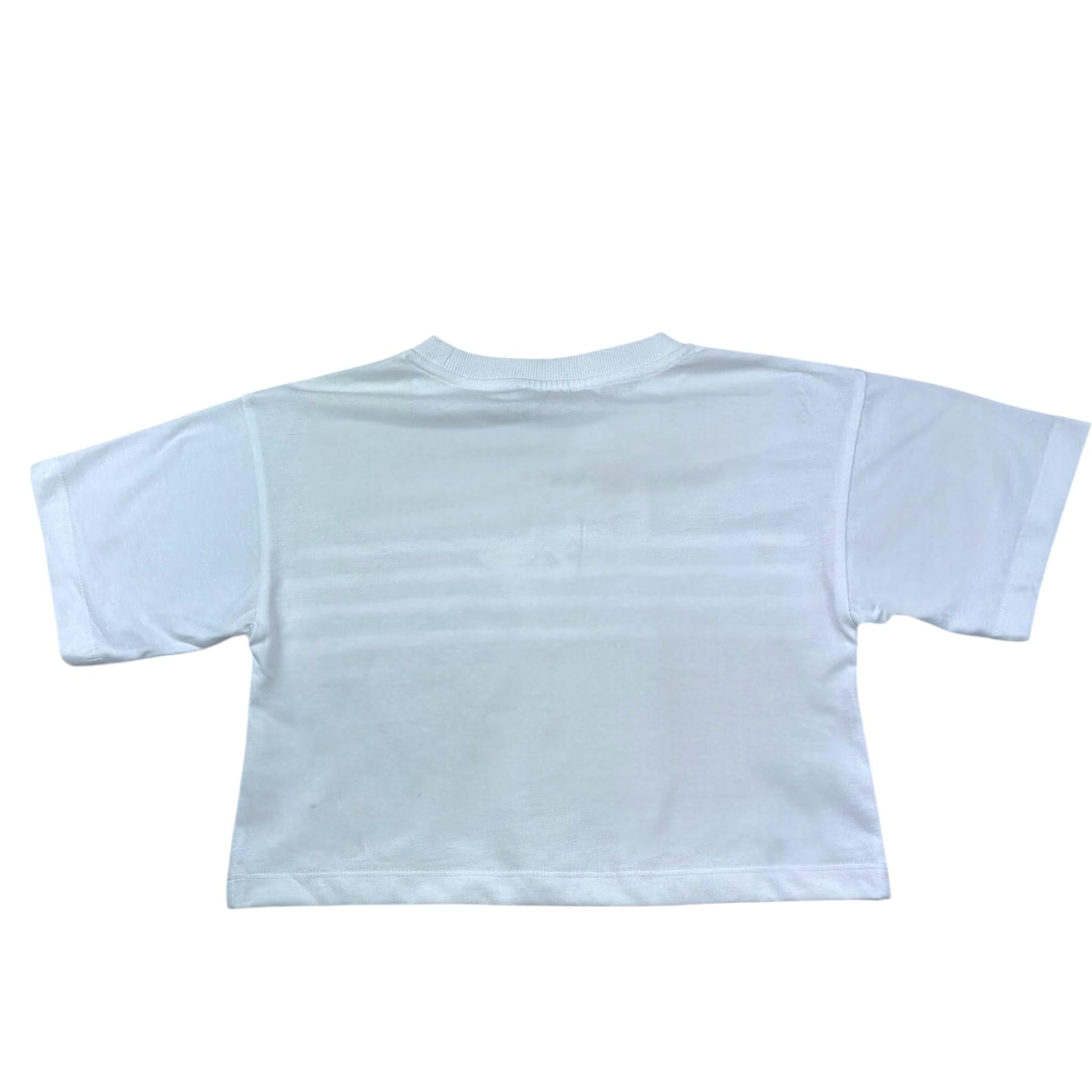 Moschino T-Shirt Modello Crop Tinta Unita con Stampa per Bambina HDM06Y BIANCO MOSCHINO 