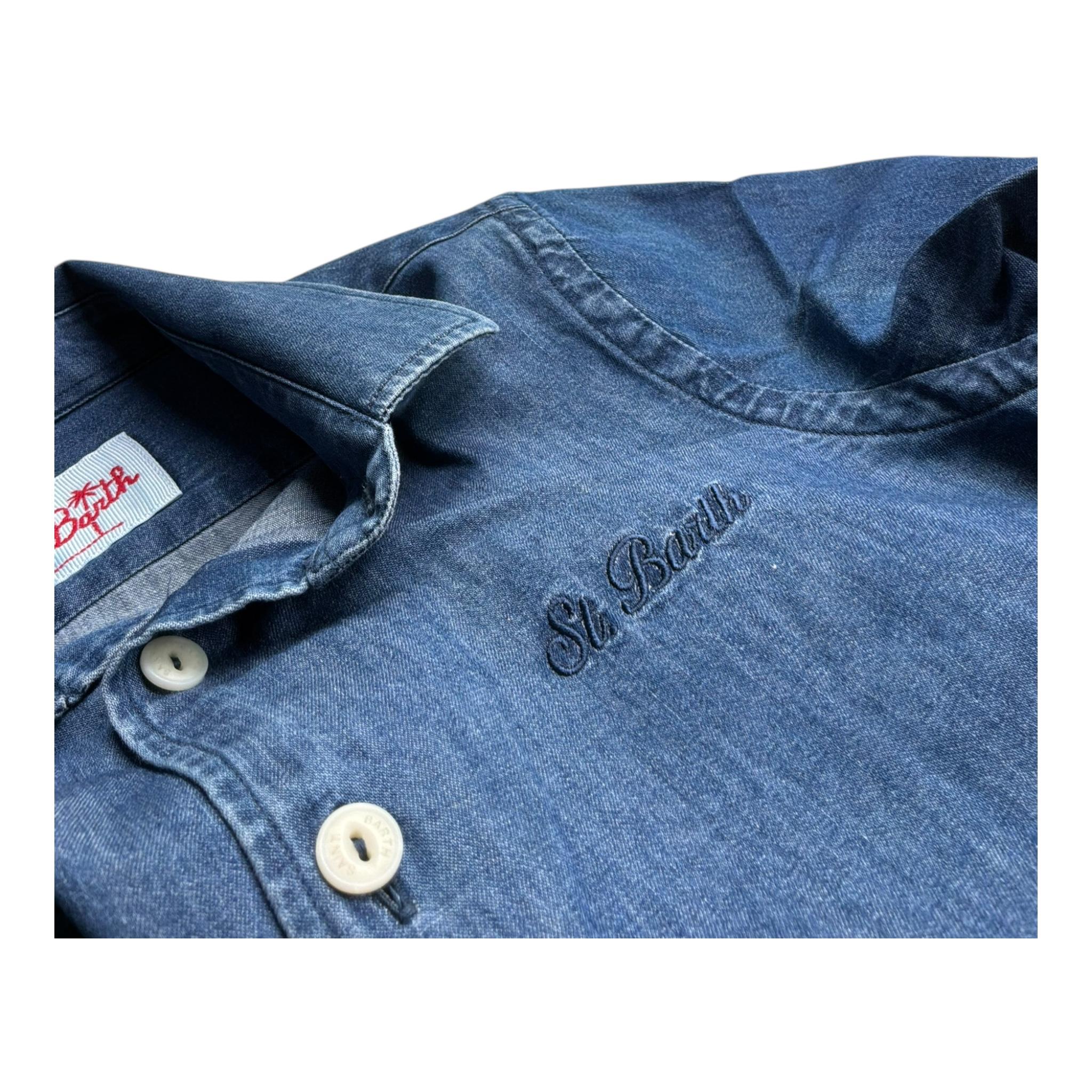 Saint Barth Camicia Tinta Unita In Denim per Bambino 00614L BLU SAINT BARTH 