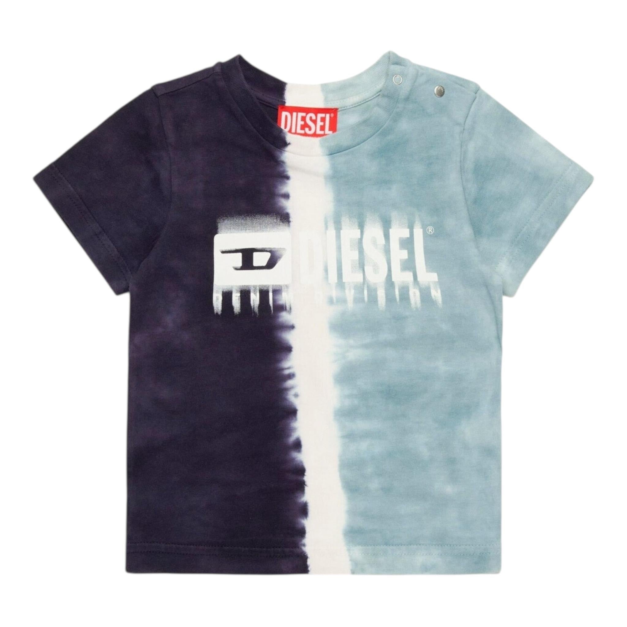 Diesel T-Shirt Tricolore con Stampa E Fantasia per Neonato K00617KYAZE AZZURRO DIESEL 