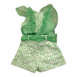 Miss Grant Completo Top-Short Bicolore Con Tulle Bianco/Verde Per Neonata