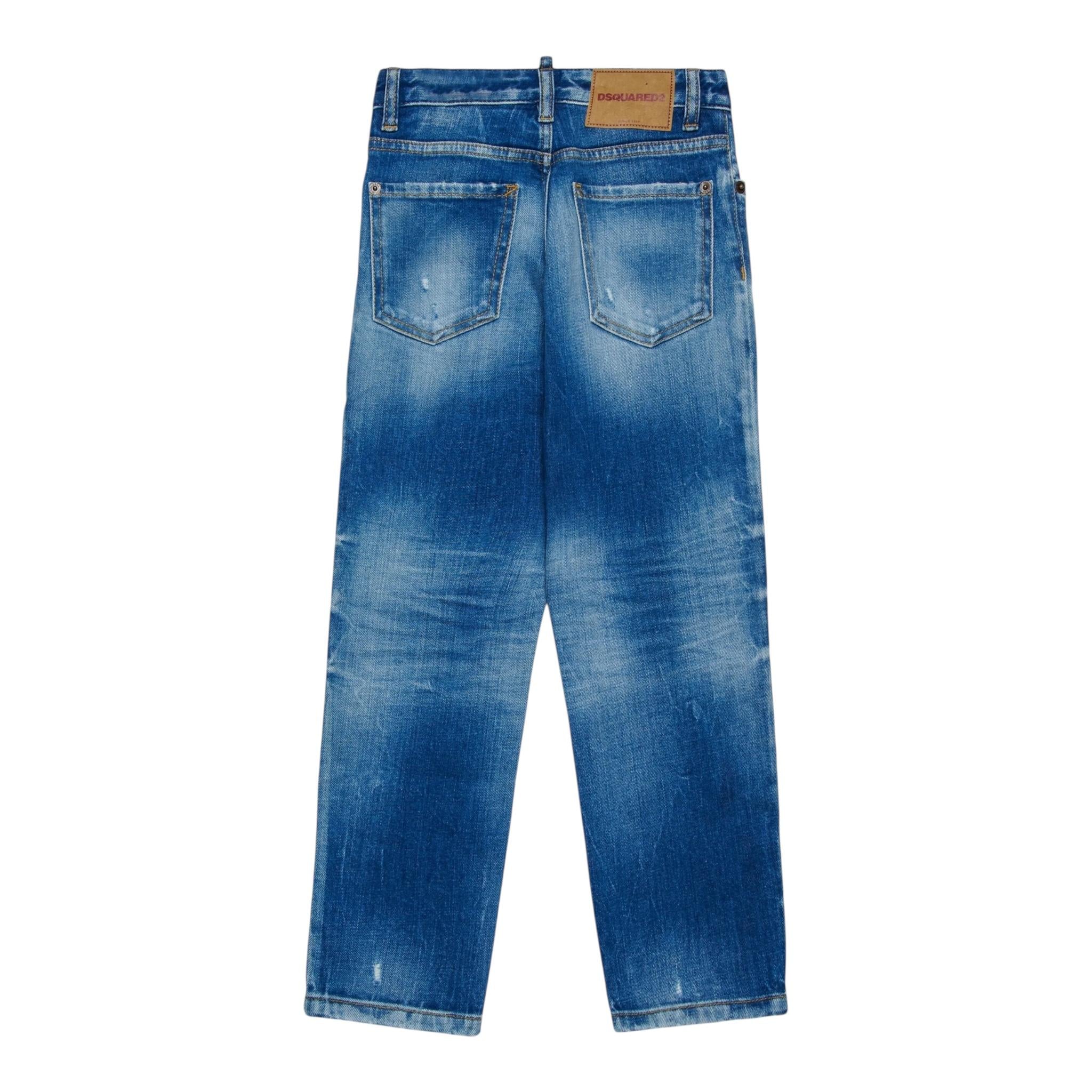 Dsquared2 Jeans Tinta Unita con Tasche per Bambino DQ2241 BLU DSQUARED2 