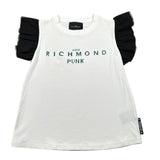 John Richmond T-Shirt tinta unita con Stampa E Rouches Bianco per Bambina RGP23070TS BIANCO JOHN RICHMOND 