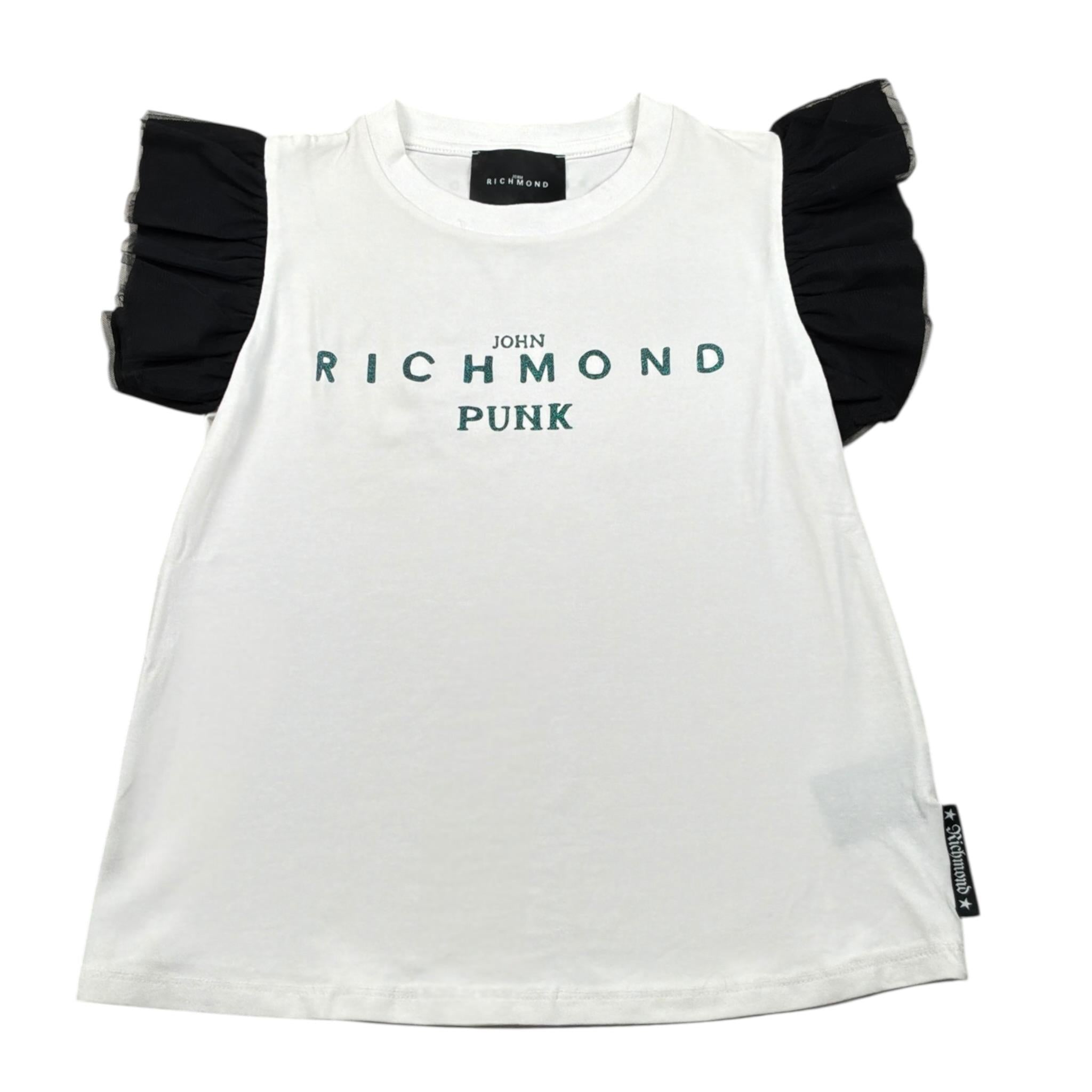 John Richmond T-Shirt tinta unita con Stampa E Rouches Bianco per Bambina RGP23070TS BIANCO JOHN RICHMOND 
