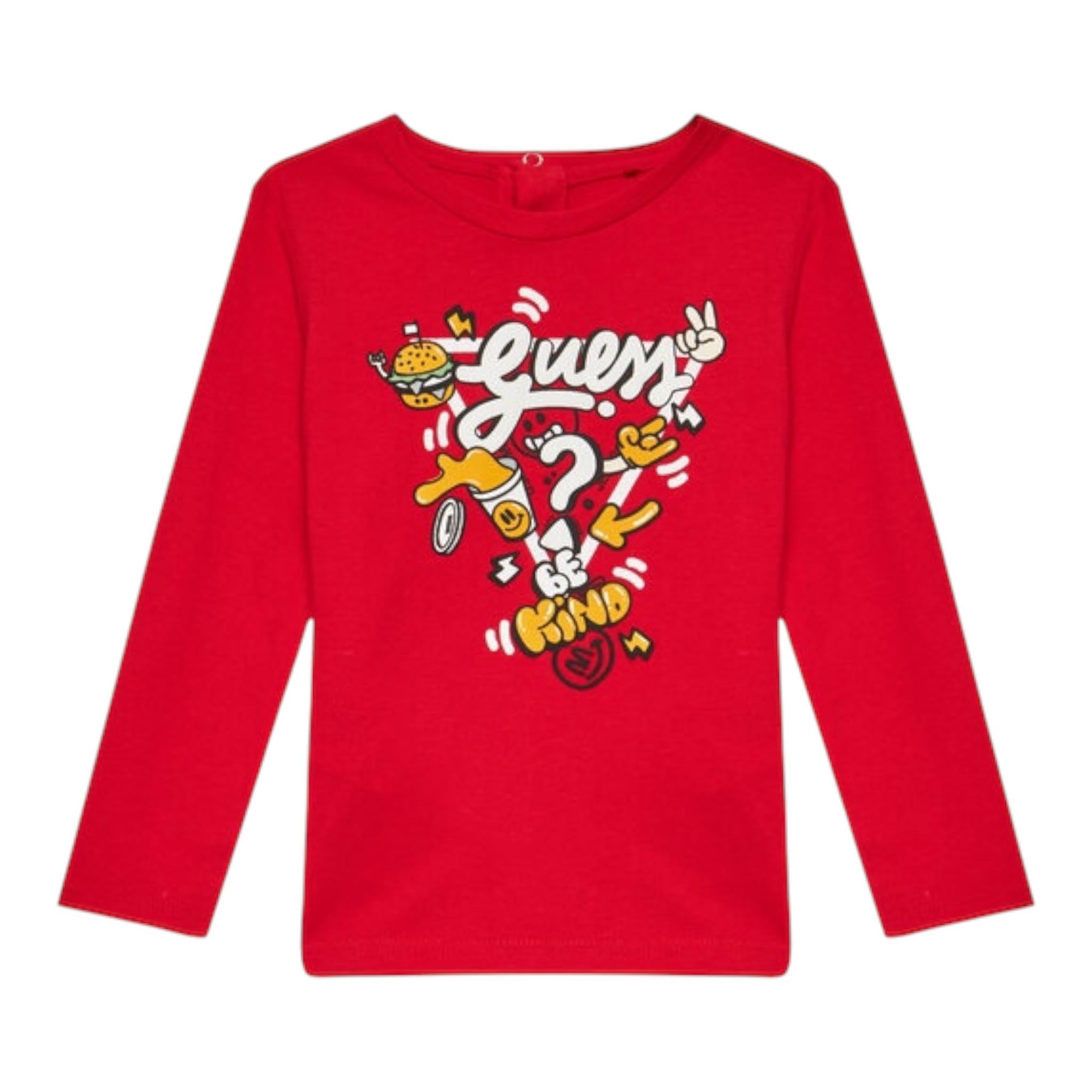 GUESS shirt girocollo tinta unita con stampa Rosso per Neonato I4YI02K8HM4 ROSSO GUESS 