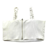 Illiana Top Tinta Unita Con Tulle E Bretelline Bianco Per Neonata