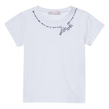 Liu Jo T-Shirt Girocollo Tinta Unita con Brillantini per Neonata KA5040N BIANCO LIU JO 