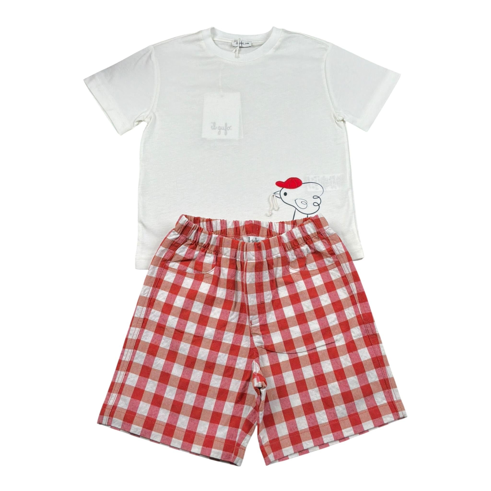 Il Gufo Completo 2 Pezzi T-Shirt-Bermuda per Neonato P25DP545C3162X BIANCO IL GUFO 