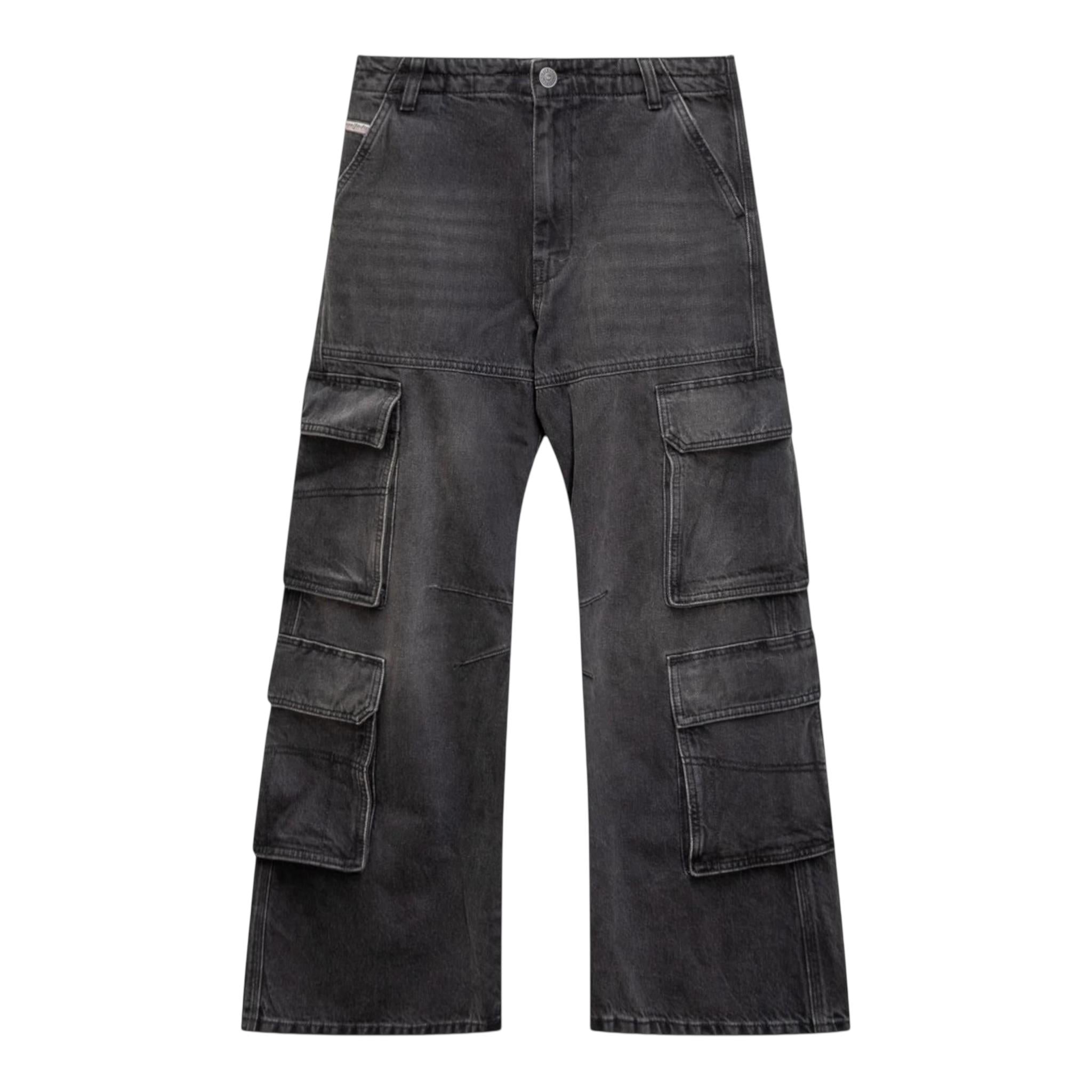 Diesel Jeans Modello Palazzo con Tasconi Nero per Bambina J01725XXX NERO DIESEL 