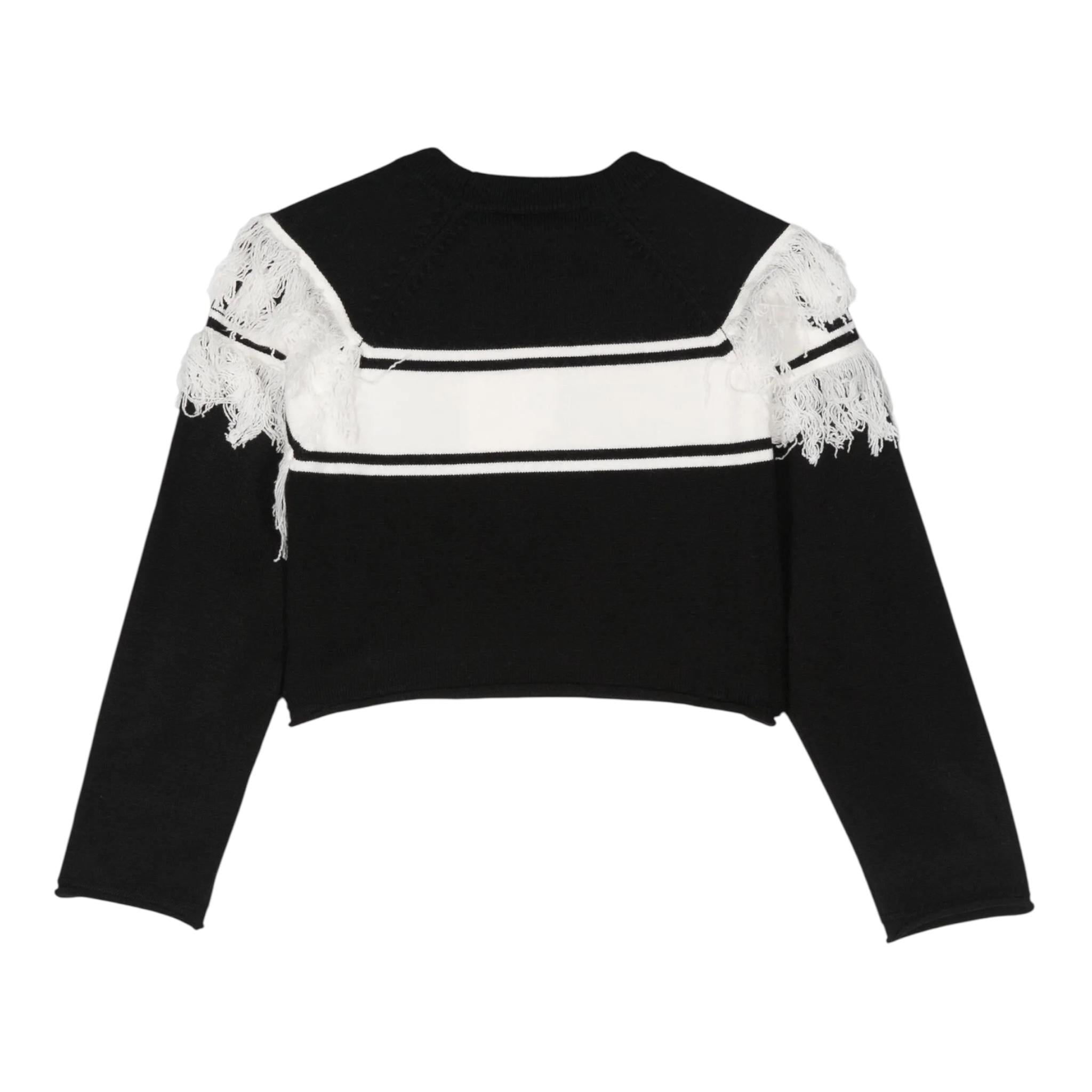 TWINSET maglia girocollo tinta unita con frange Nero per Bambina 242GJ3163XXXX NERO TWINSET 