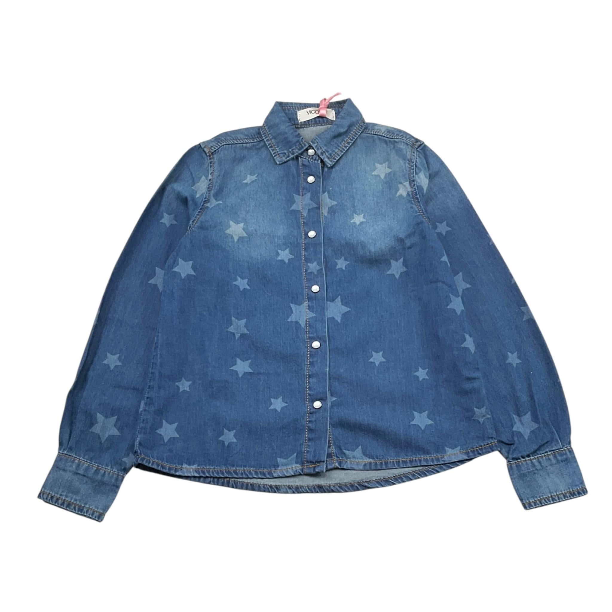 Vicolo Camicia Tinta Unita con Fantasia Stelle per Bambina 3145CD00156 BLU VICOLO 