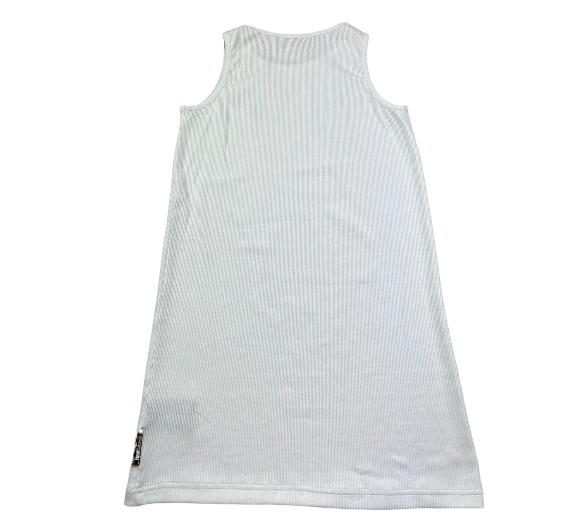 Just Cavalli Abito Giromanica Tinta Unita con Logo per Bambina JGP26007VE BIANCO JUST CAVALLI 