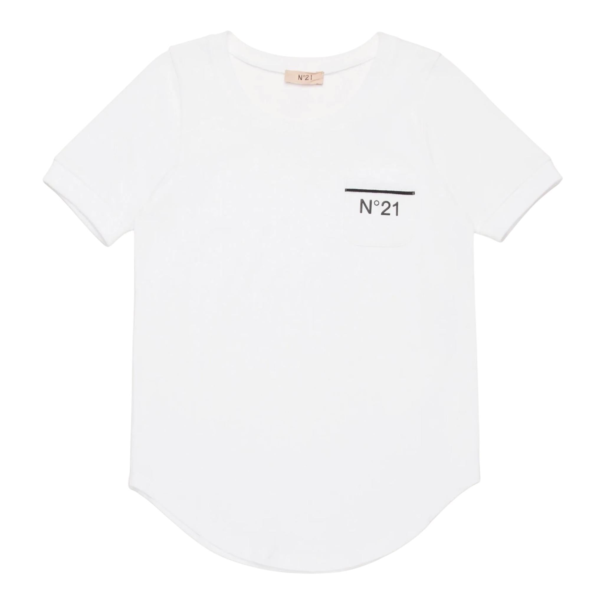 N°21 T-Shirt Girocollo Tinta Unita con Stampa per Bambina N2101Z BIANCO N°21 