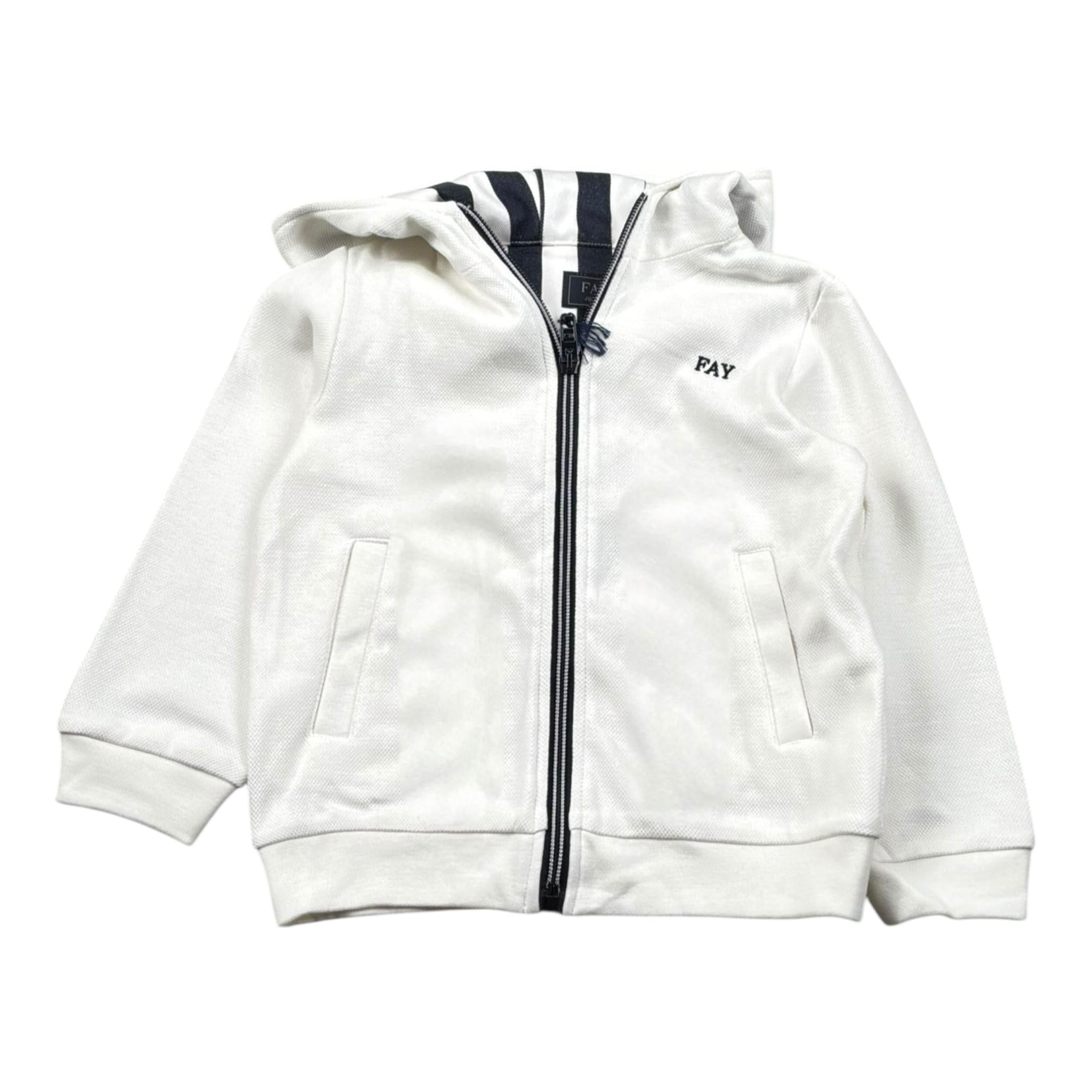 Fay Felpa Tinta Unita con Zip E Cappuccio per Bambino FW4P10X BIANCO FAY 