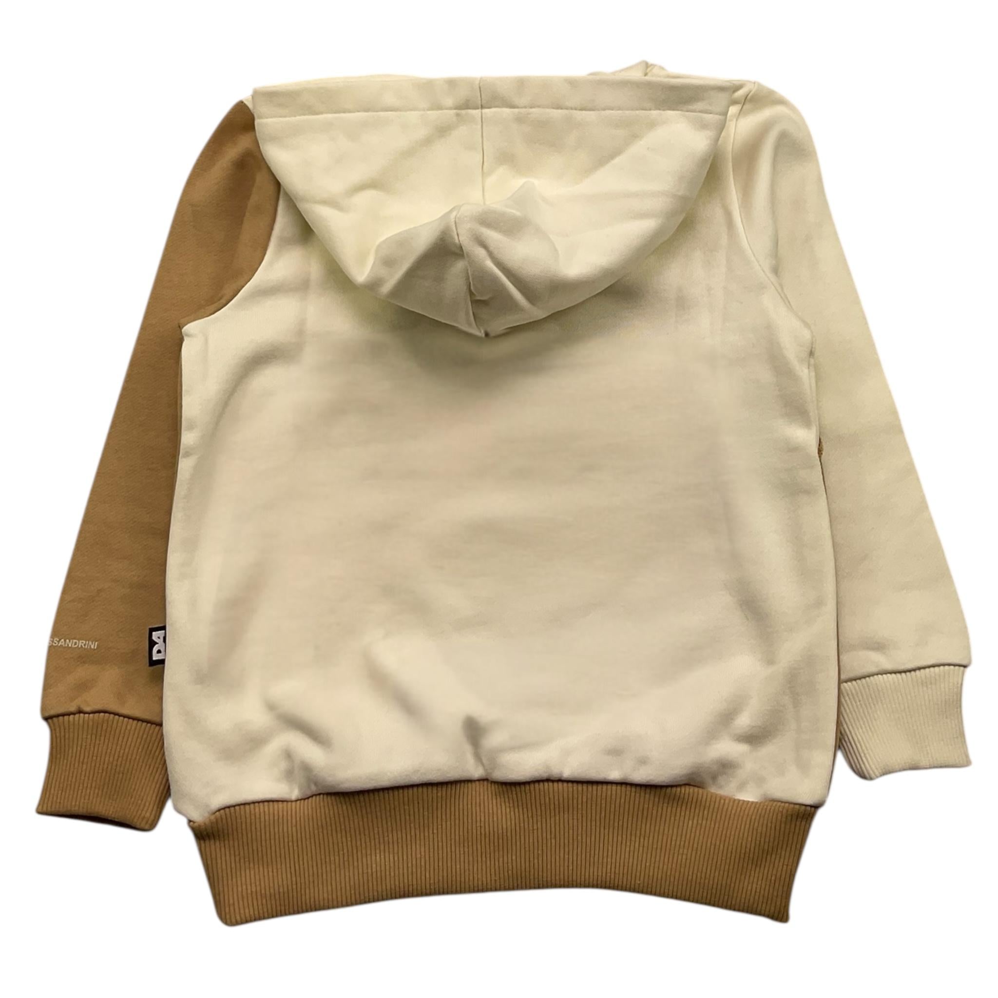 DANIELE ALESSANDRINI felpa bicolore con cappuccio e stampa Panna/beige per Bambino 1231F00023X PANNA/BEIGE DANIELE ALESSANDRINI 