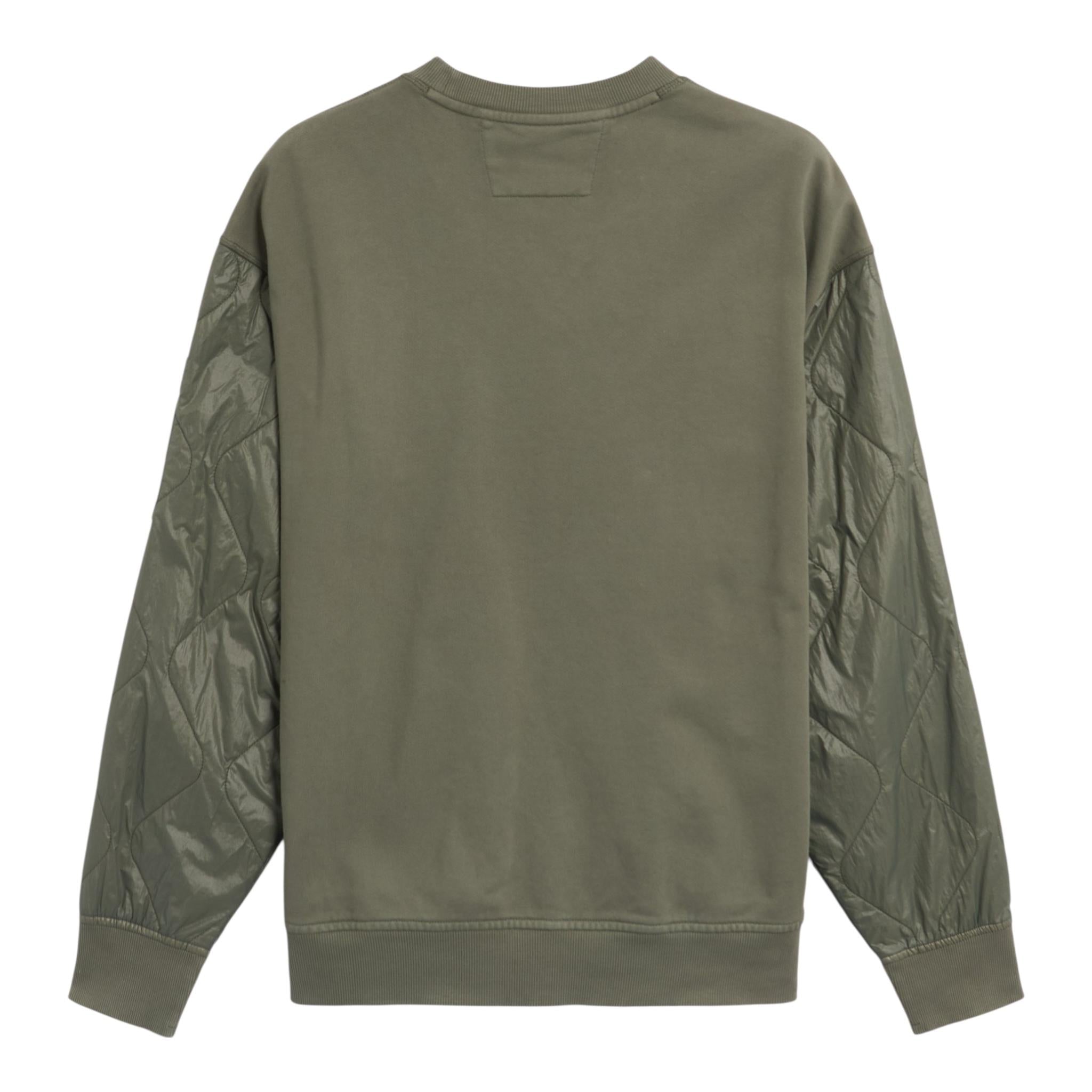 C.P. COMPANY felpa chiusa girocollo tinta unita con logo Verde per Bambino CUF00UX VERDE C.P. COMPANY 