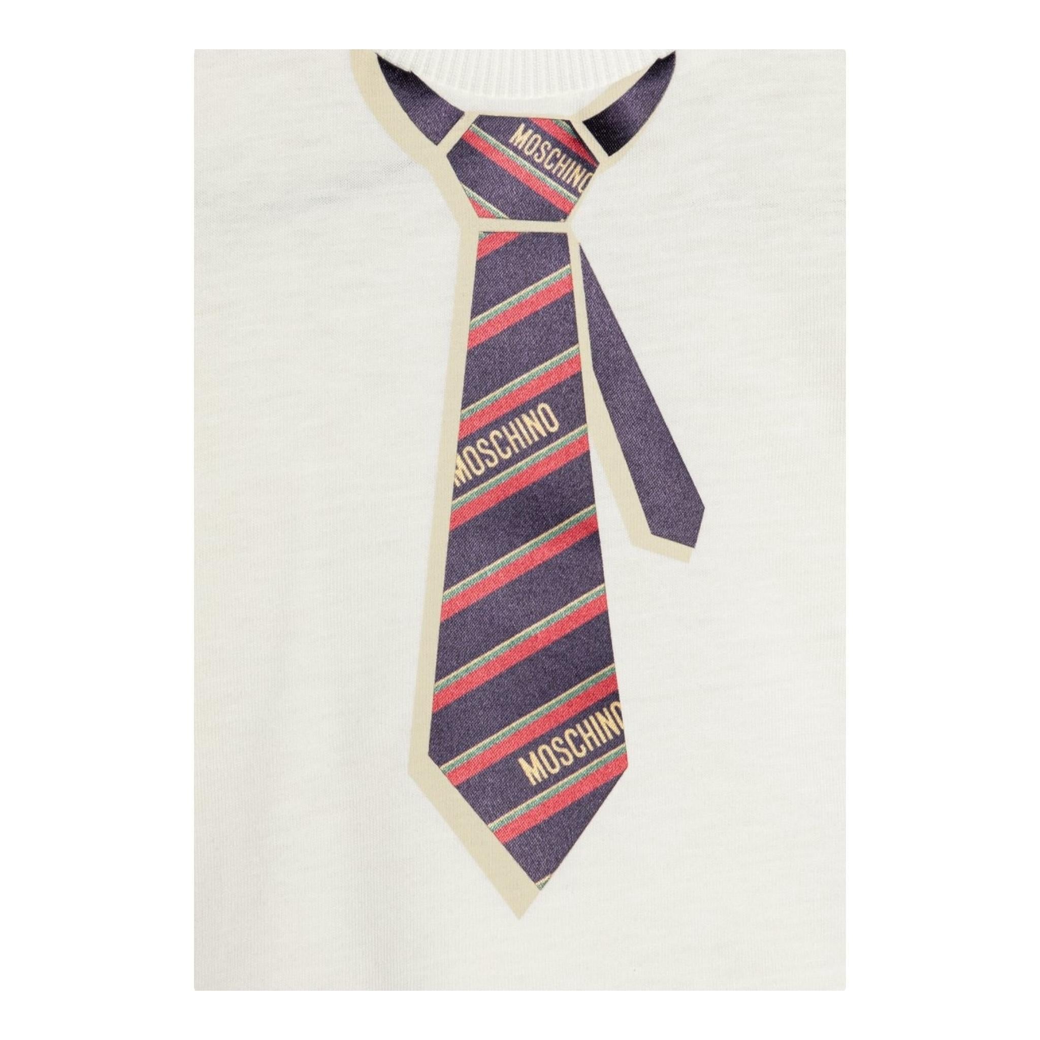 MOSCHINO shirt girocollo tinta unita con stampa cravatta  Bianco per Neonato MQ00R BIANCO MOSCHINO 