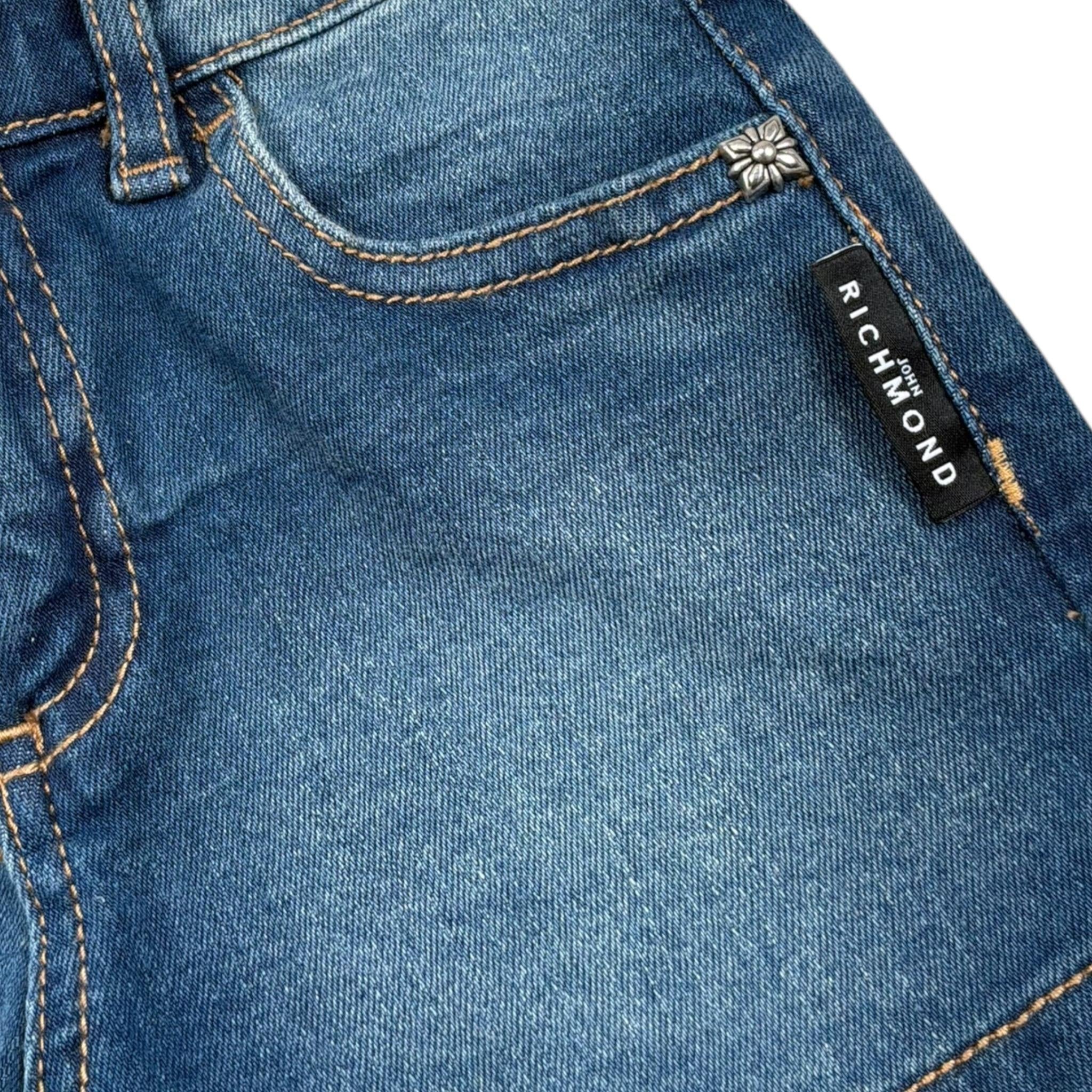 John Richmond Short In Denim Tinta Unita con Stampa per Bambina RGP15014SH BLU JOHN RICHMOND 