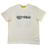 Off-White T-Shirt Girocollo Tinta Unikta Con Stampa Bianco Per Bambina