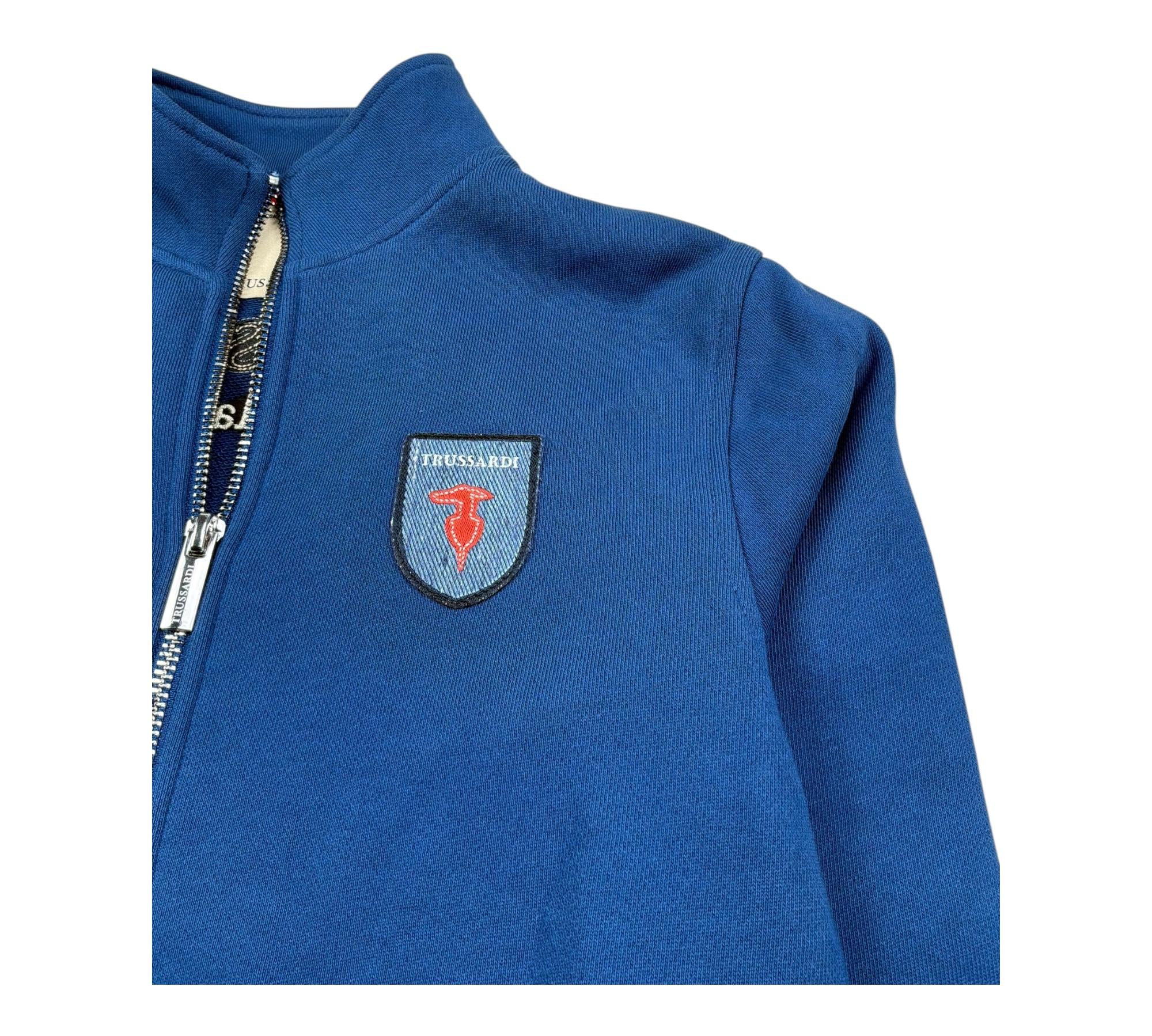 Trussardi Felpa con Zip Tinta Unita E Logo per Bambino TBP26149FE BLU TRUSSARDI 