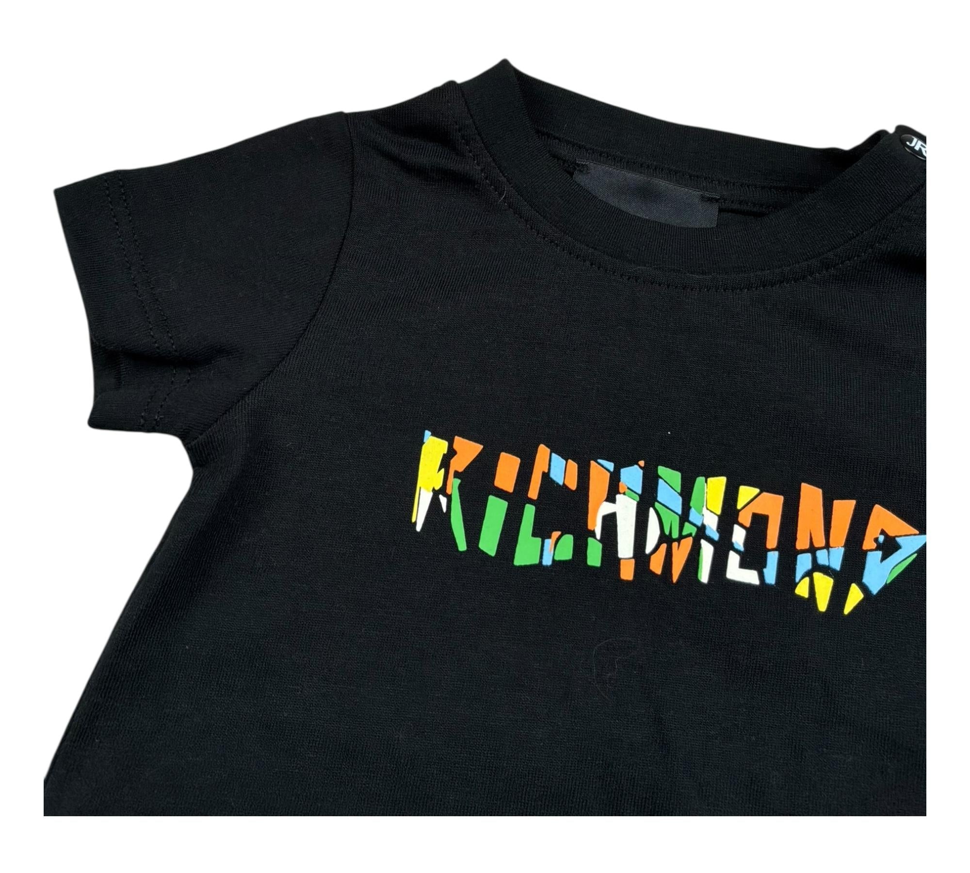 John Richmond T-Shirt Girocollo Tinta Unita con Logo per Neonato RIP26108TS NERO JOHN RICHMOND 