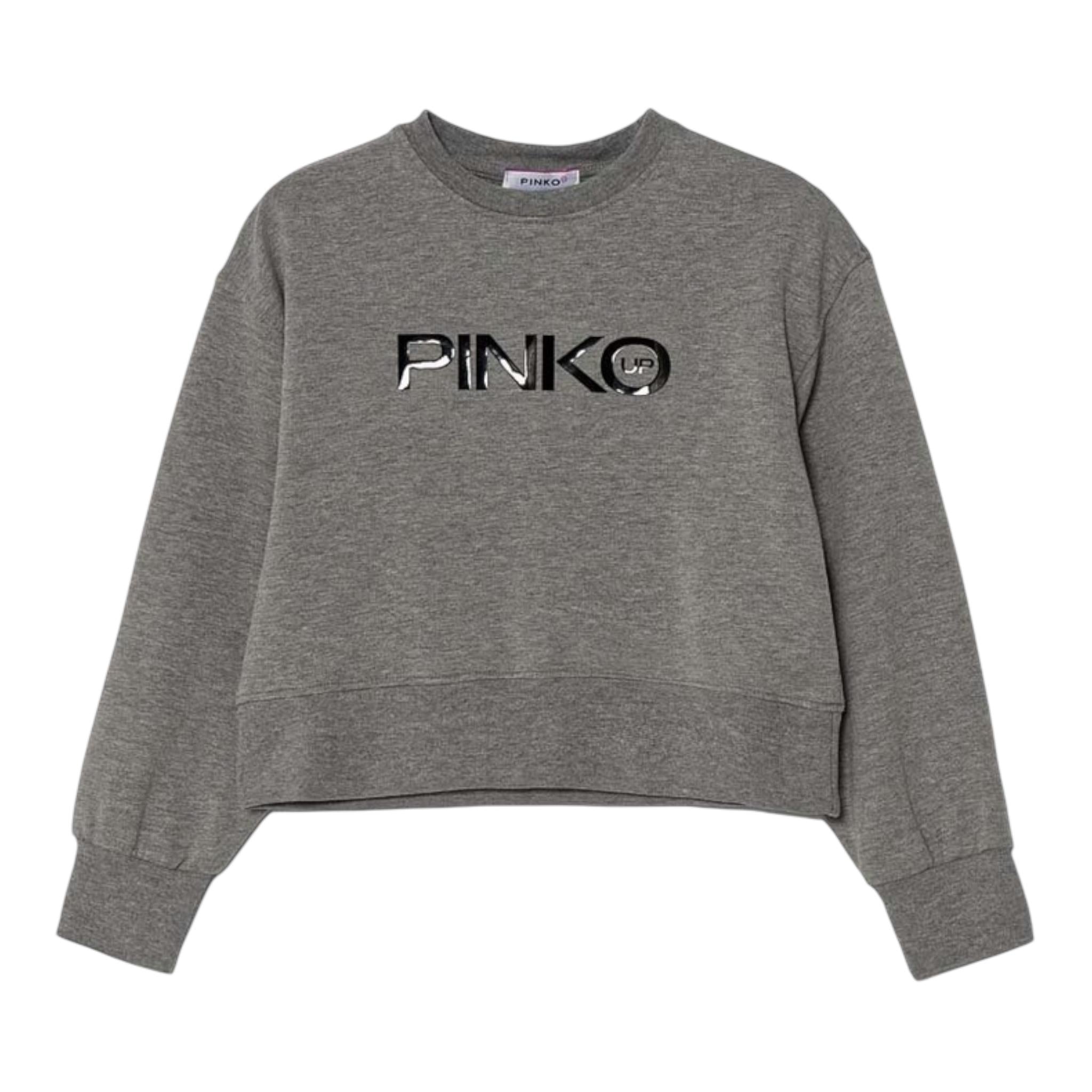 PINKO felpa girocollo tinta unita con stampa Grigio per Bambina F4PIJGSW090 GRIGIO PINKO 