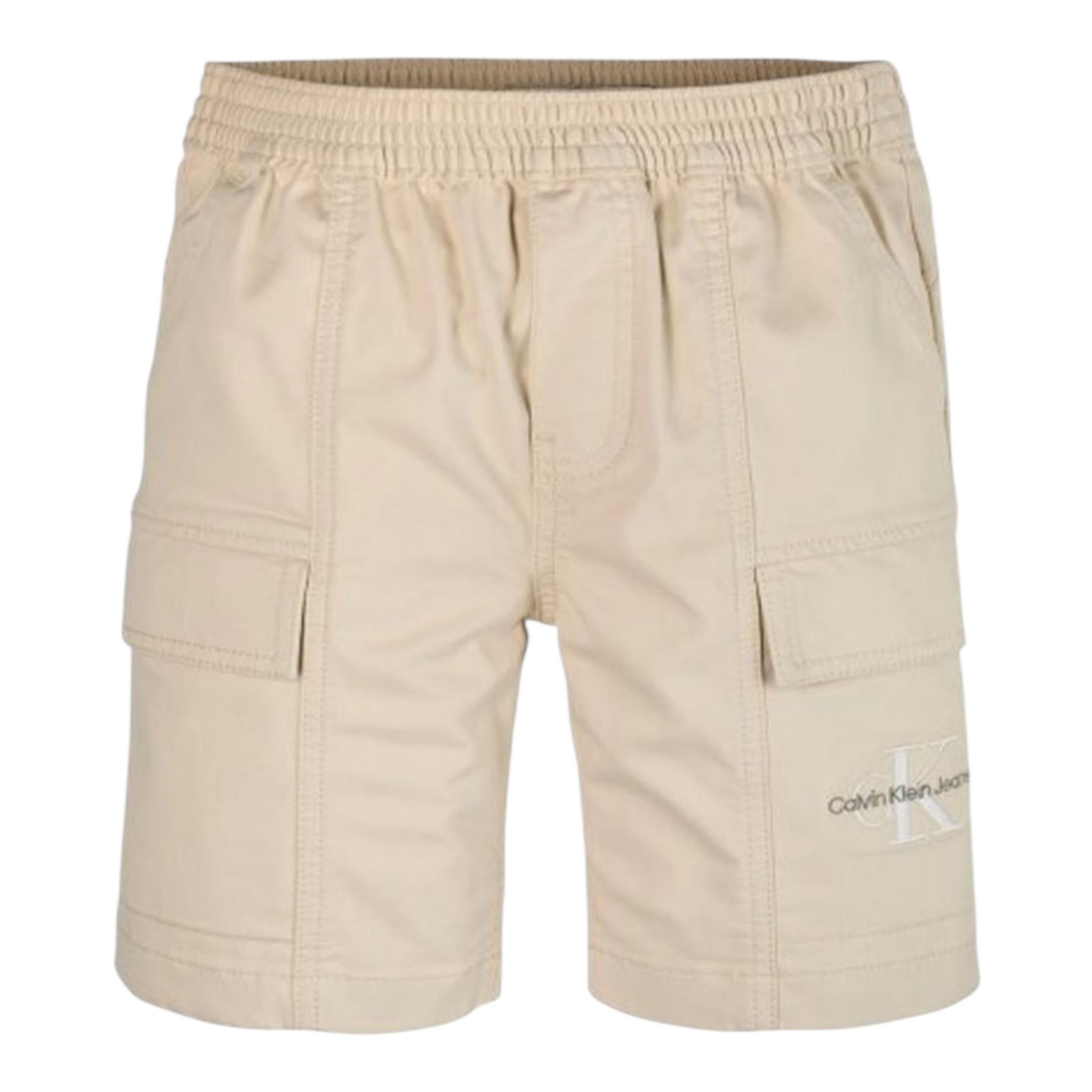 Calvin Klein Bermuda In Denim Tinta Unita con Tasconi per Bambino IB0IB0429 BEIGE CALVIN KLEIN 