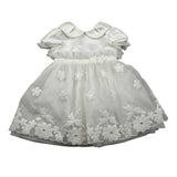 Colori Chiari Abito Mezza Manica tinta unita con Tulle Bianco per Neonata ABTCL BIANCO COLORI CHIARI 