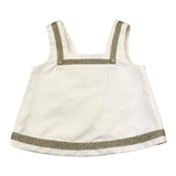 Genny Princess Top Giromanica Tinta Unita Con Profili In Contrasto Bianco Per Bambina