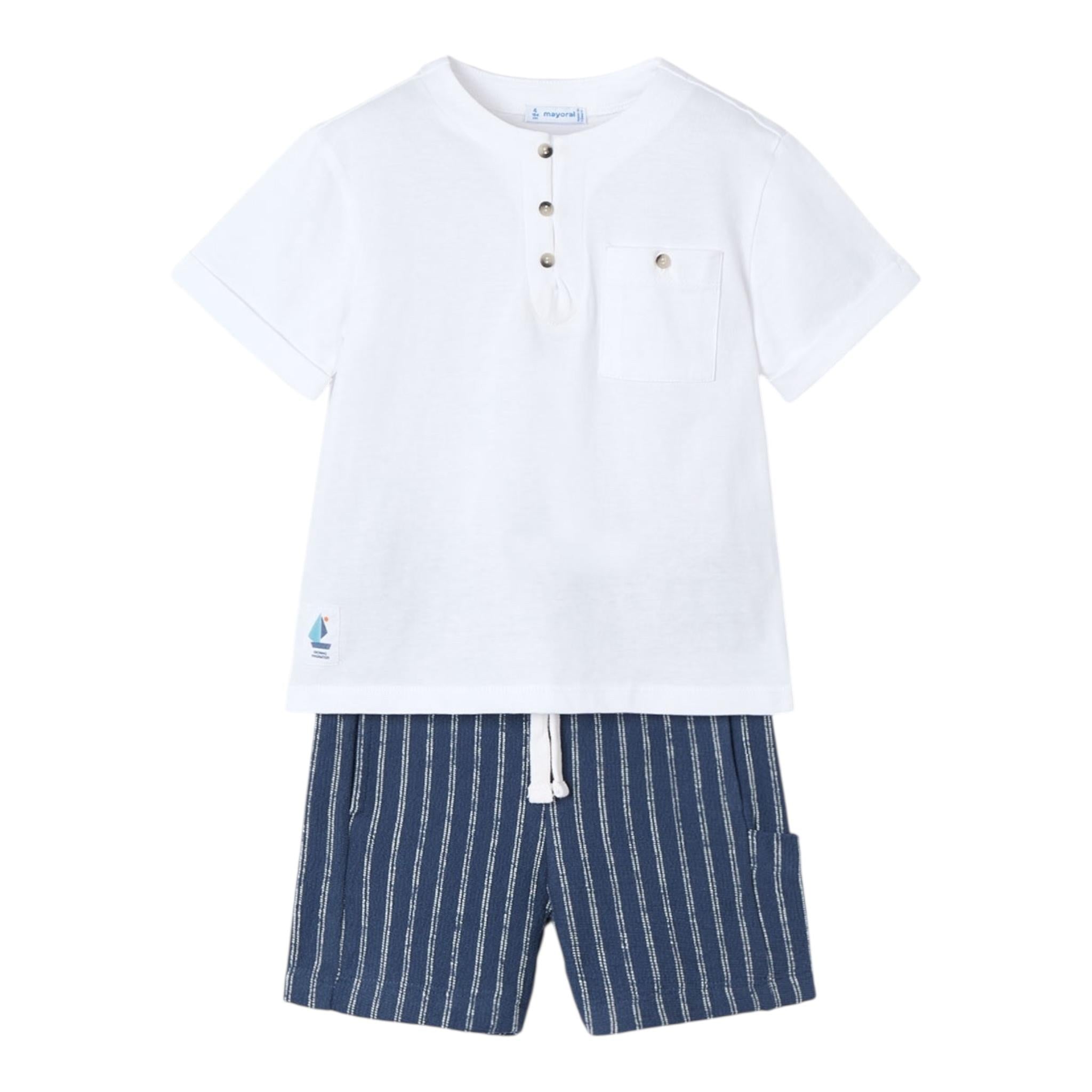 Mayoral Completo 3 Pezzi T-Shirt-Bermuda per Neonato 3603N BIANCO/BLU MAYORAL 