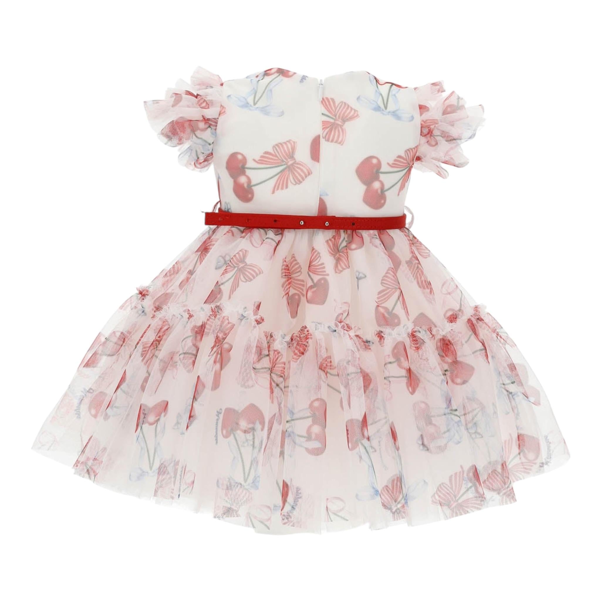 Monnalisa Abito Mezza Manica tinta unita con Tulle Bianco per Neonata 319912 BIANCO MONNALISA 