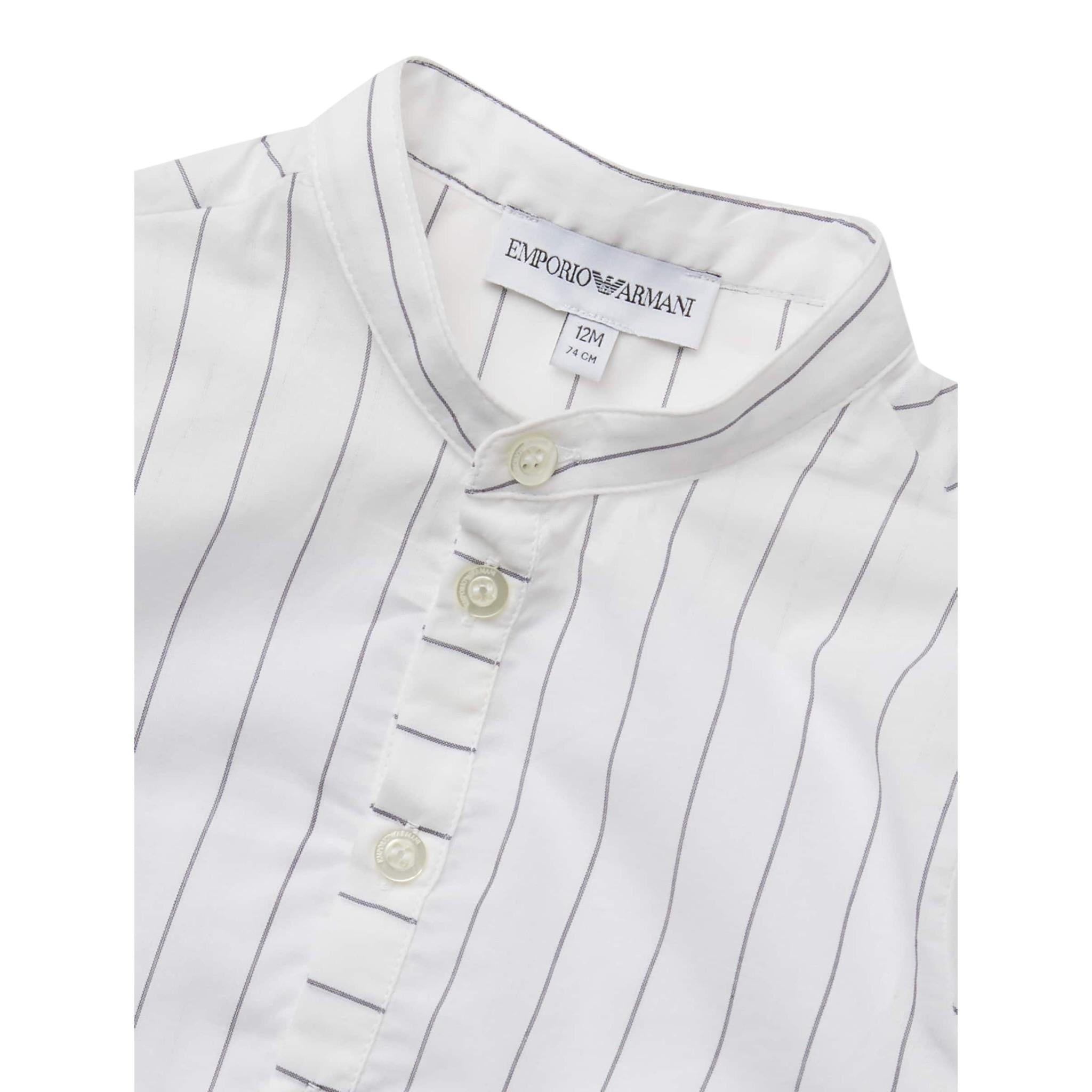Emporio Armani Camicia Manica Lunga Tnta Unita Collo Coreano per Neonato 3KHCJ3 BIANCO EMPORIO ARMANI 