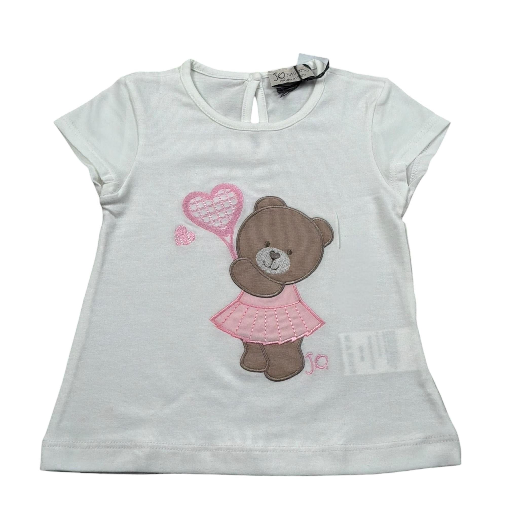J.O. Milano T-Shirt Girocollo Tinta Unita con Ricamo per Neonata 576F3 BIANCO J.O. MILANO 