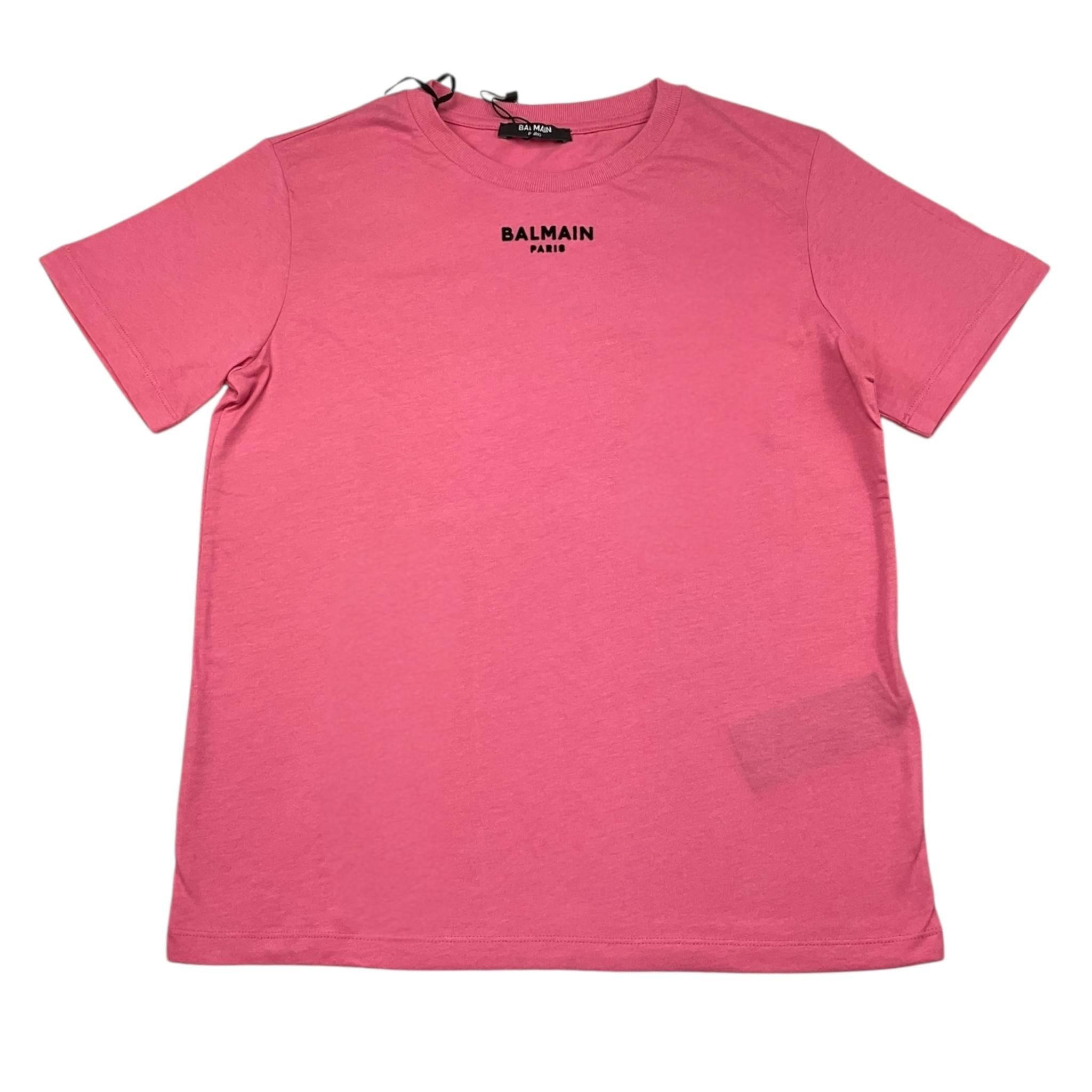Balmain T-Shirt Girocollo Tinta Unita con Stampa per Bambina BV8R91 ROSA BALMAIN 