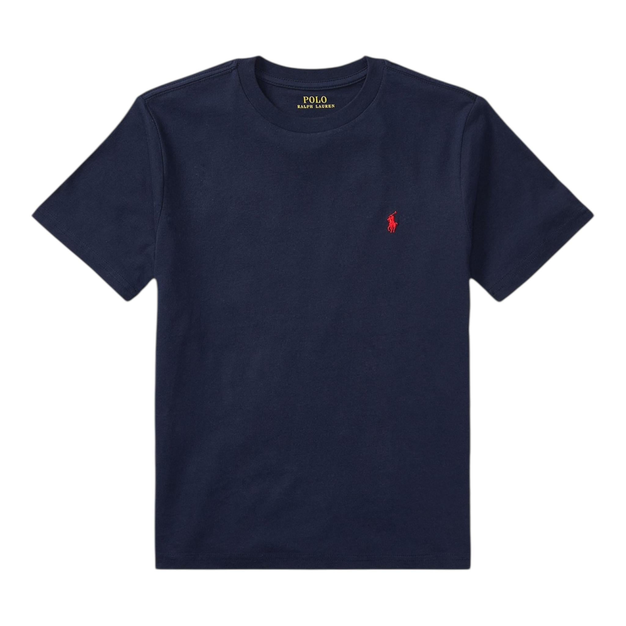 Ralph Lauren T-Shirt Girocollo Tinta Unita con Logo per Bambino 322832904037 BLU RALPH LAUREN 