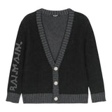 BALMAIN cardigan scollo a v stampa logo Nero per Bambino BT9P60 NERO BALMAIN 