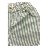 Petit Indi Bermuda Bicolore Con Fantasia A Righe E Bretelle Bianco/Verde Per Neonato