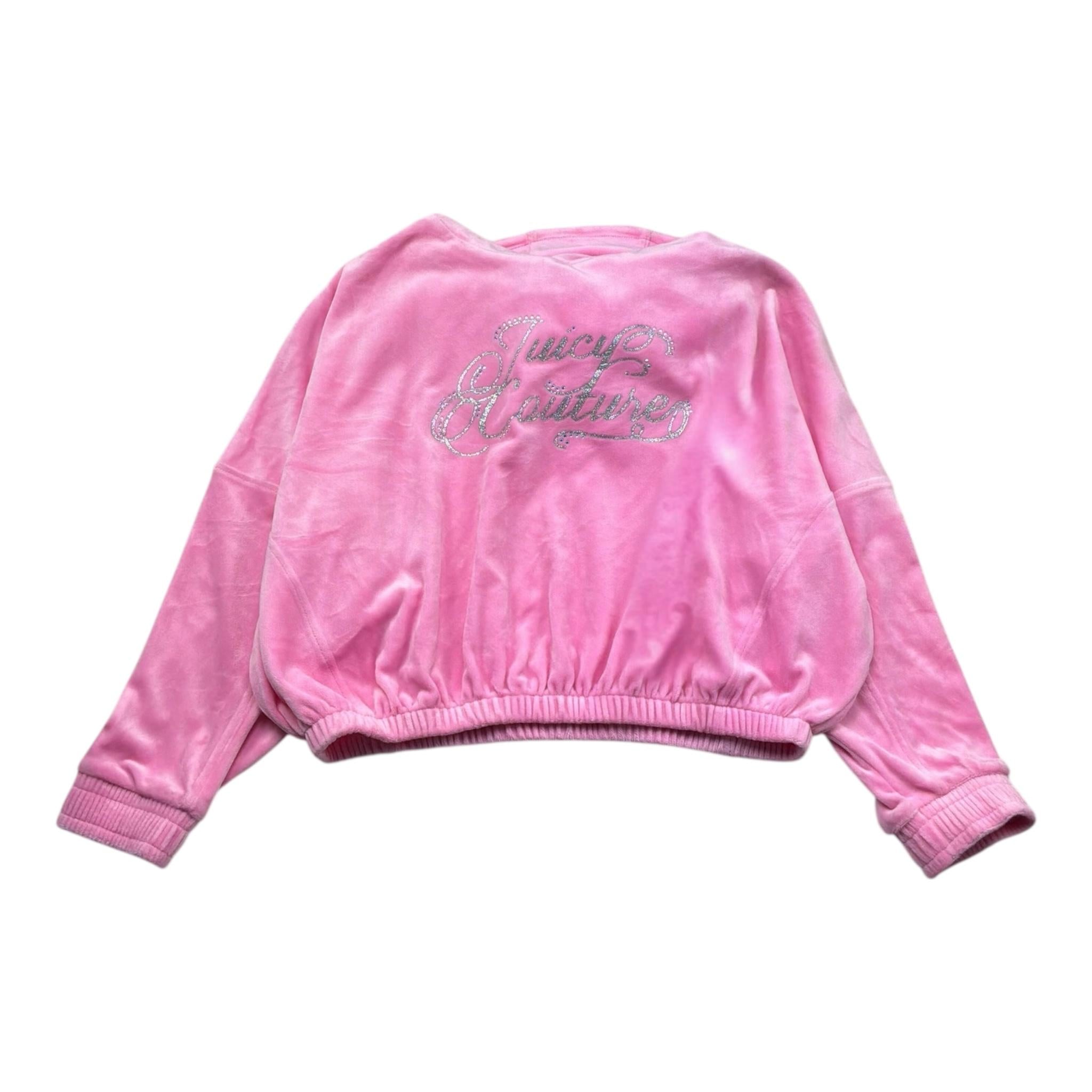 Juicy Couture Felpa Tinta Unita In Velluto per Bambina JBX6617 ROSA JUICY COUTURE 