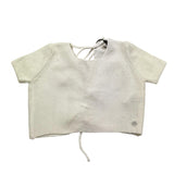 Please T-Shirt In Maglia Tinta Unita con Scollo Retro per Bambina NB16230G72 BIANCO PLEASE 