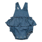 Petit Indi Salopette In Denim Tinta Unita per Neonata SS25B0337 BLU PETIT INDI 